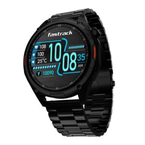 Fastrack Radiant FX3 Smart Watch, 3.63 CM AMOLED Display, Functional Crown, AOD & DND Mode, SingleSync BT Calling, AI Voice Assistant, Women's Health Tracking, 100+ Sports & Smartwatch Faces (Black)